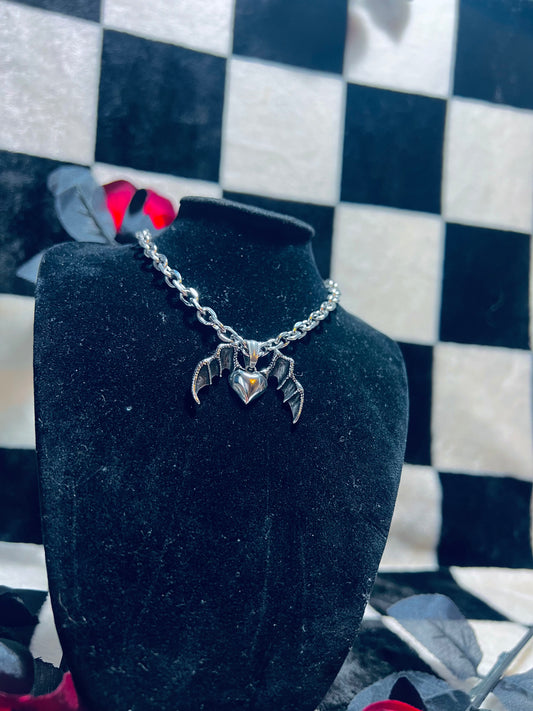 Bat Wing Heart Necklace